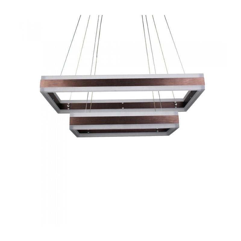Lampada Led A Sospensione Rettangolare Colore Coffee Marrone Doppio Anello 600X300mm 400X200mm 3000K 100W Dimmerabile Triac Dimmer SKU-3988