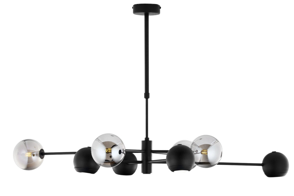 Lampada sospensione moderna nera vetro fumé MOKA Jupiter Lampada sospensione moderna nera vetro fumé MOKA Jupiter