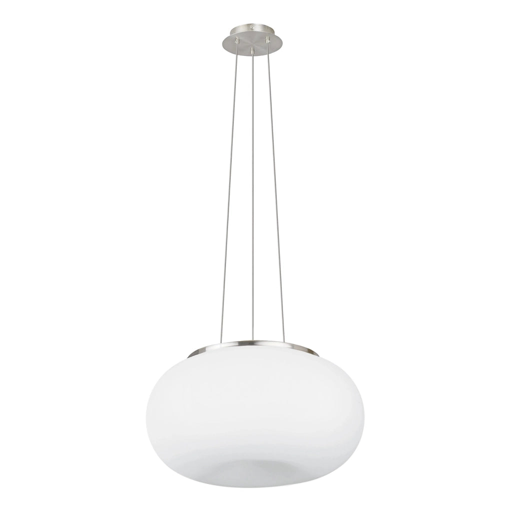 Lampadario A Sospensione Contemporaneo Optica Acciaio Nichel Vetro 2 Luci E27