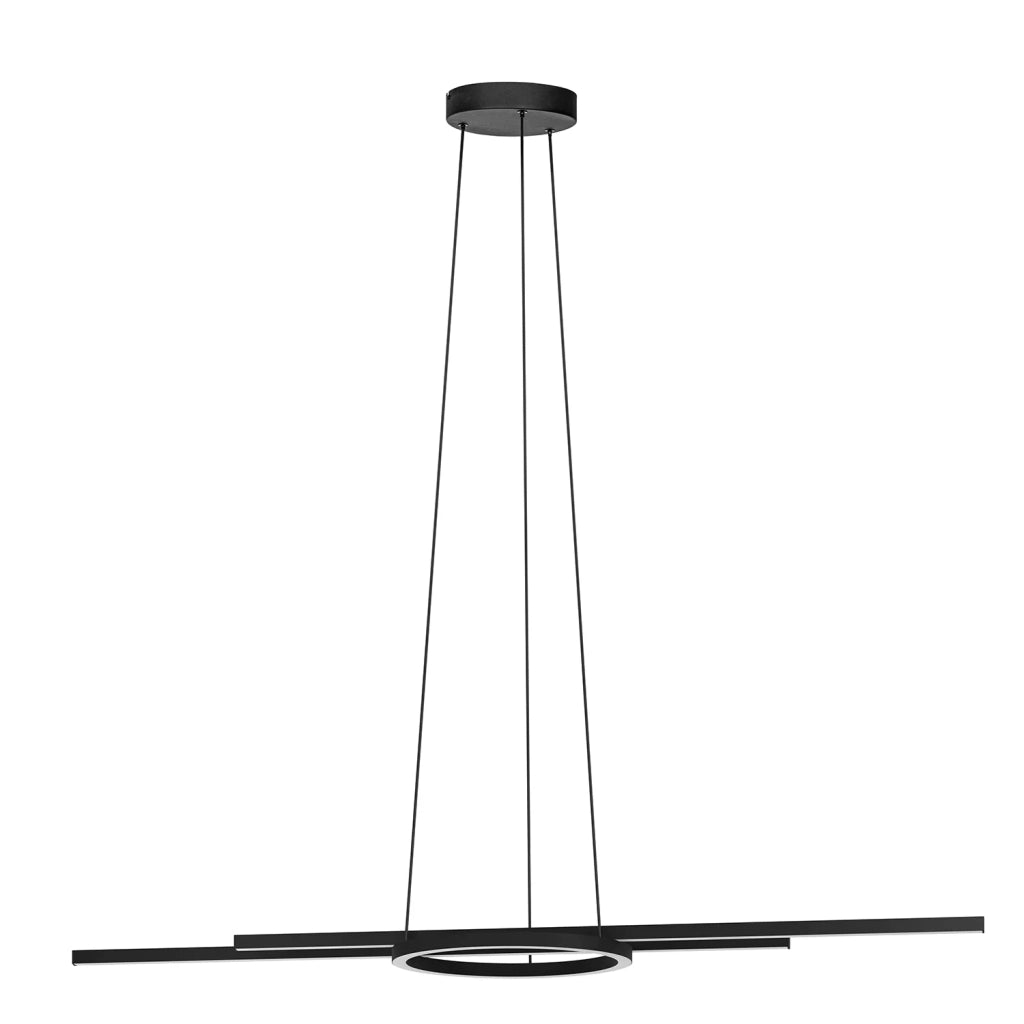 Lampadario A Sospensione Contemporaneo Zillerio-Z Acciaio Nero 2 Luci Led 8W