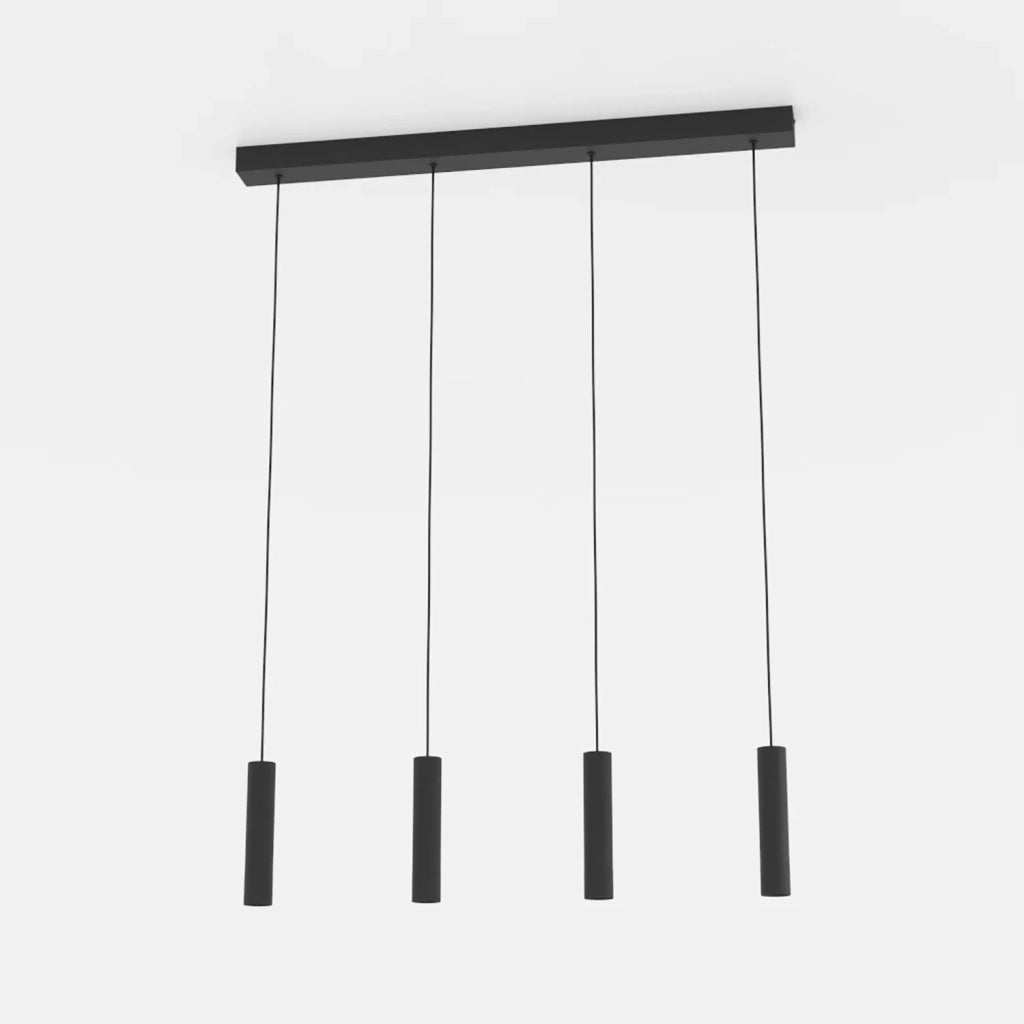 Lampadario A Sospensione Moderno Almudaina Acciaio Nero 4 Luci Led 5,4W 1920Lm