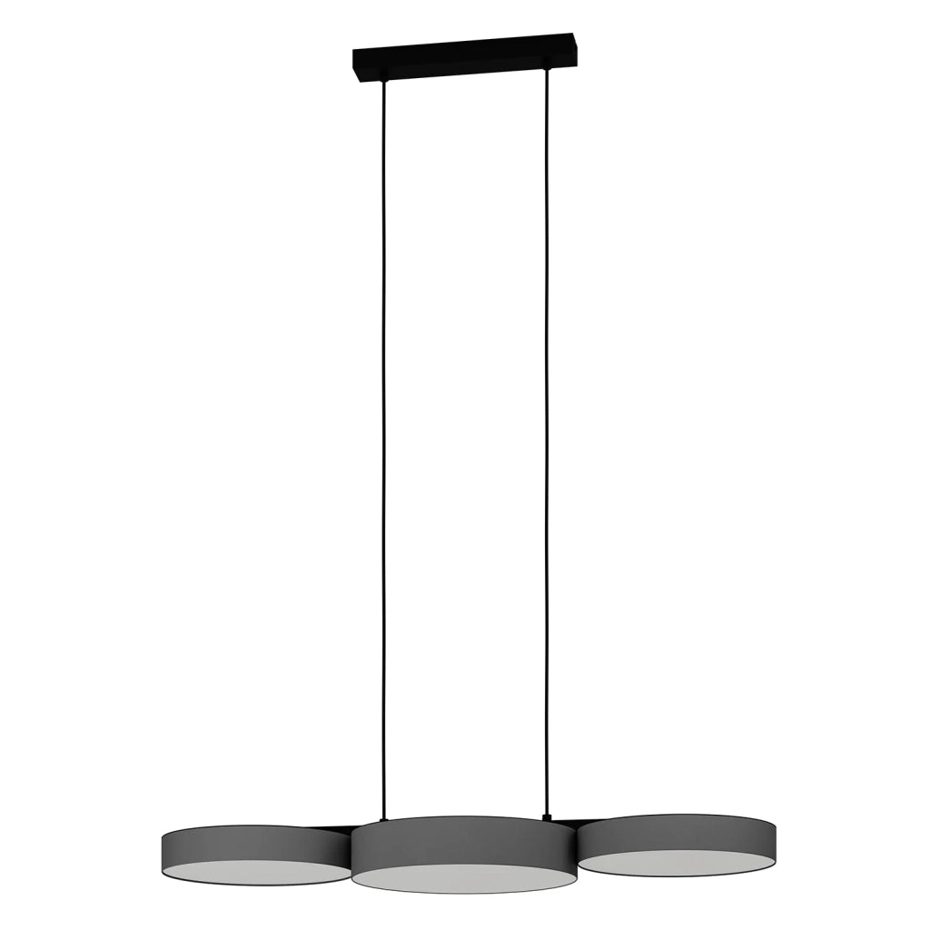 Lampadario A Sospensione Moderno Barbano-Z Acciaio Nero 3 Luci Led 7,5W