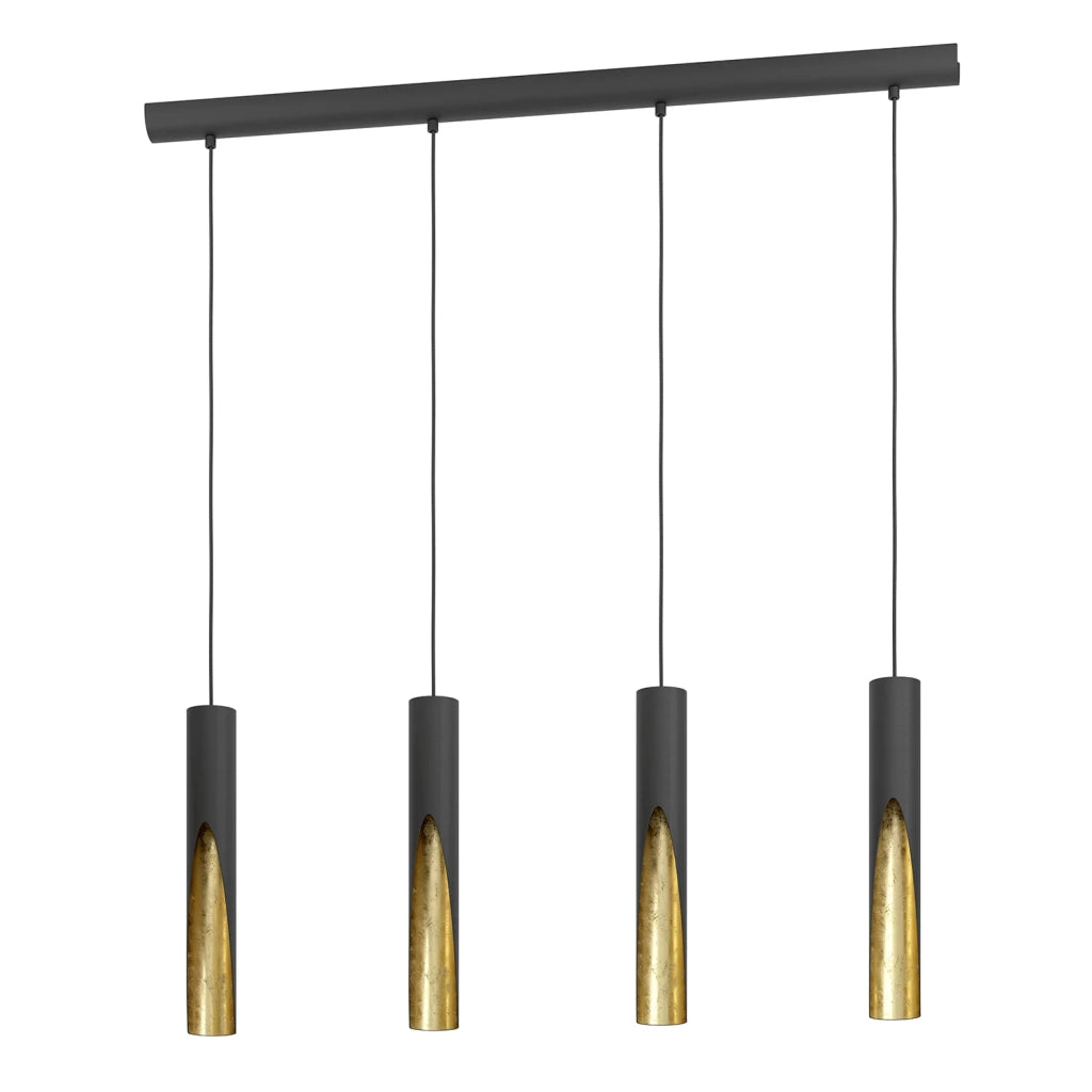 Lampadario A Sospensione Moderno Barbotto Acciaio Nero Oro 4 Luci Gu10 4,5W Lampadario A Sospensione Moderno Barbotto Acciaio Nero Oro 4 Luci Gu10 4,5W