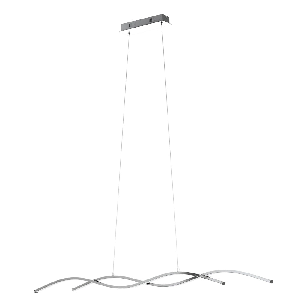 Lampadario A Sospensione Moderno Lasana 2 Acciaio Cromo 2 Luci Led 13W 3400Lm