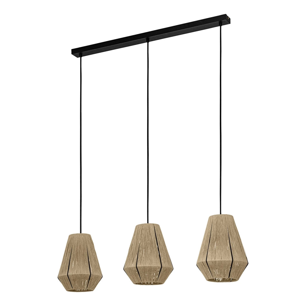 Lampadario A Sospensione Vintage Alderney Acciaio Nero 3 Luci E27