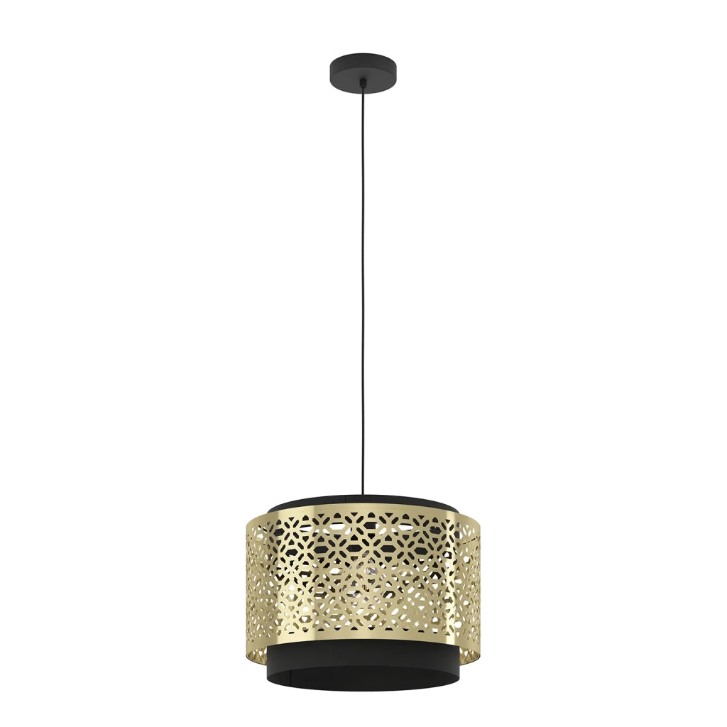 Lampadario A Sospensione Vintage Sandbach Acciaio Nero Ottone 1 Luce E27