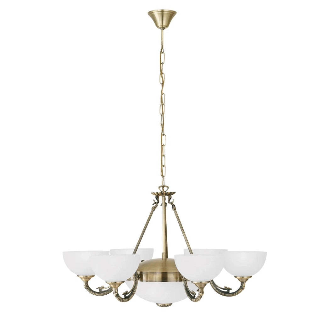Lampadario A Sospensione Vintage Savoy Metallo Brunito Vetro 6 Luci E14 Lampadario A Sospensione Vintage Savoy Metallo Brunito Vetro 6 Luci E14