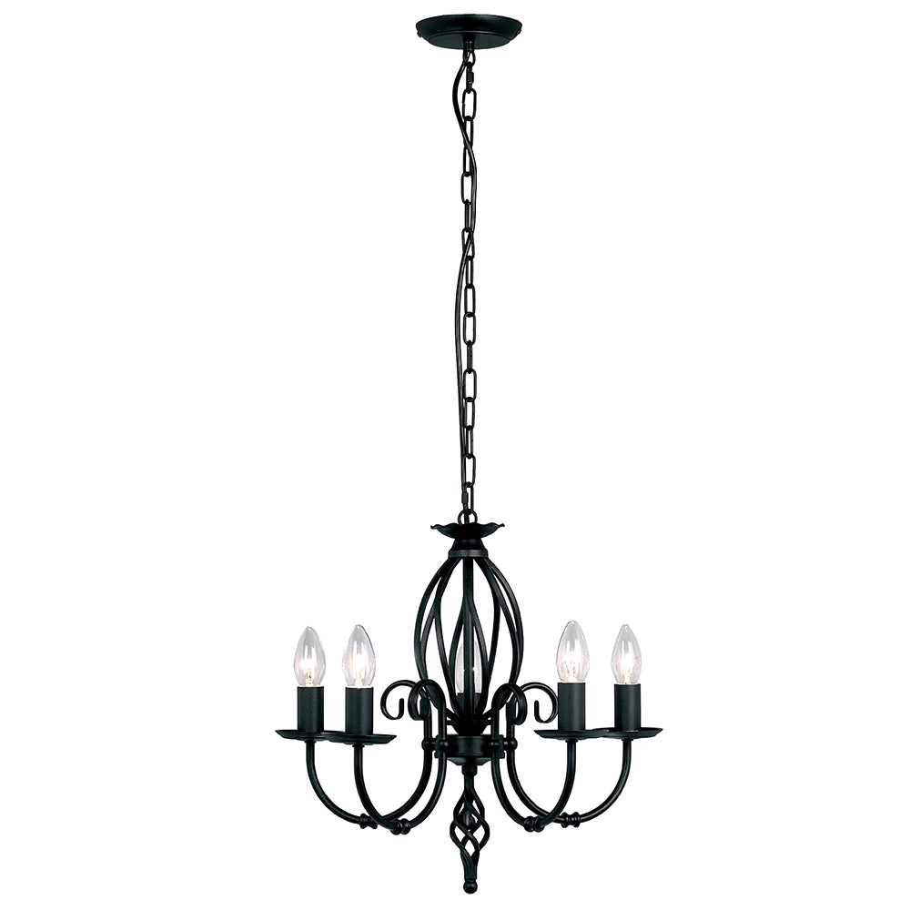 Lampadario Artisan nero, struttura artigianale 5xE14 Elstead Lampadario Artisan nero, struttura artigianale 5xE14 Elstead