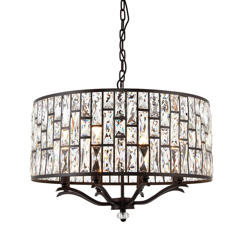 Lampadario Belle cristallo K5 bronzo scuro 8xE14 Endon Lampadario Belle cristallo K5 bronzo scuro 8xE14 Endon