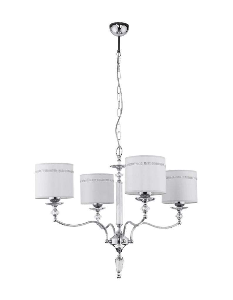 Lampadario classico cromato paralumi grigi 4xE27 Hilton Jupiter Lampadario classico cromato paralumi grigi 4xE27 Hilton Jupiter