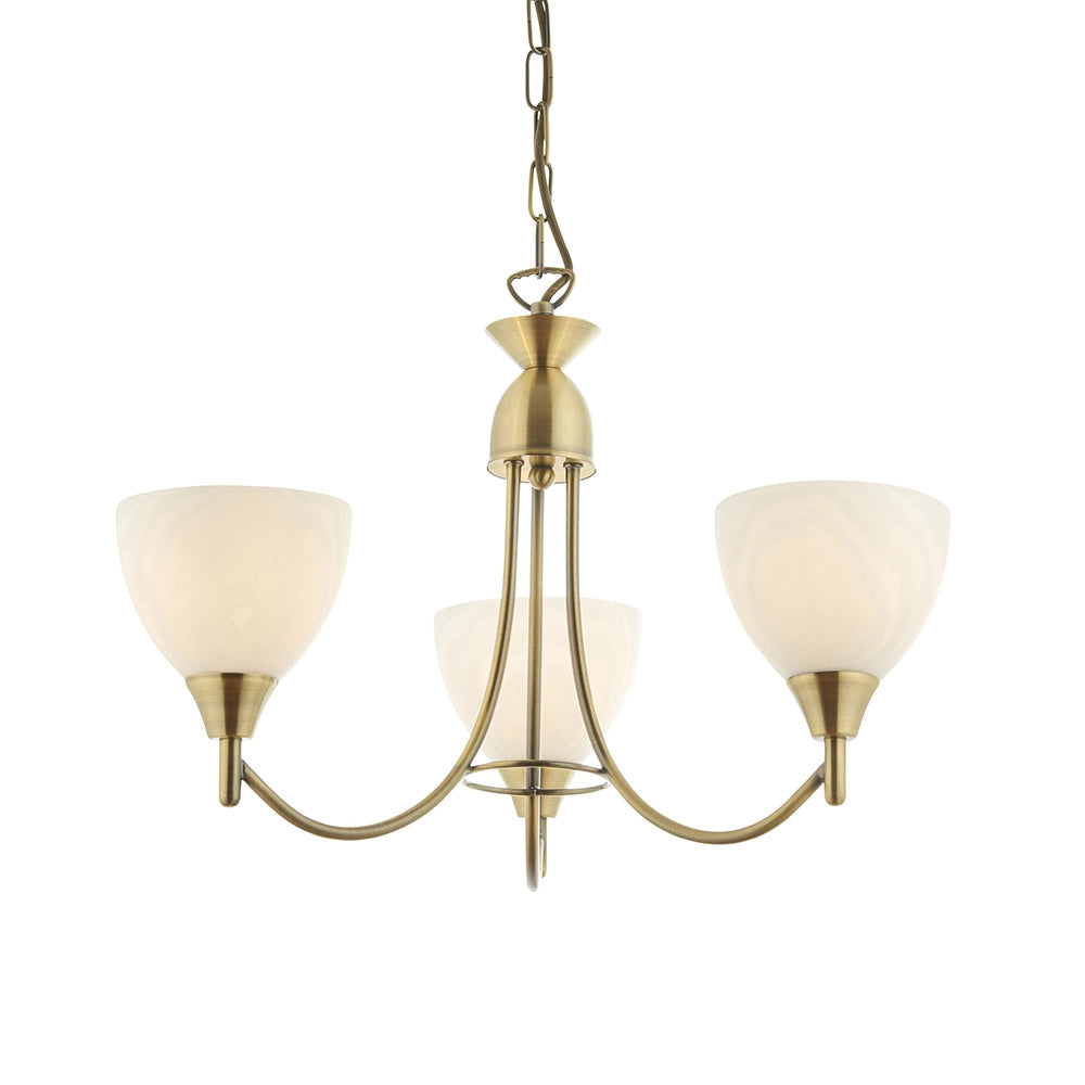 Lampadario classico ottone anticato opale 3xE14 Alton Endon Lampadario classico ottone anticato opale 3xE14 Alton Endon