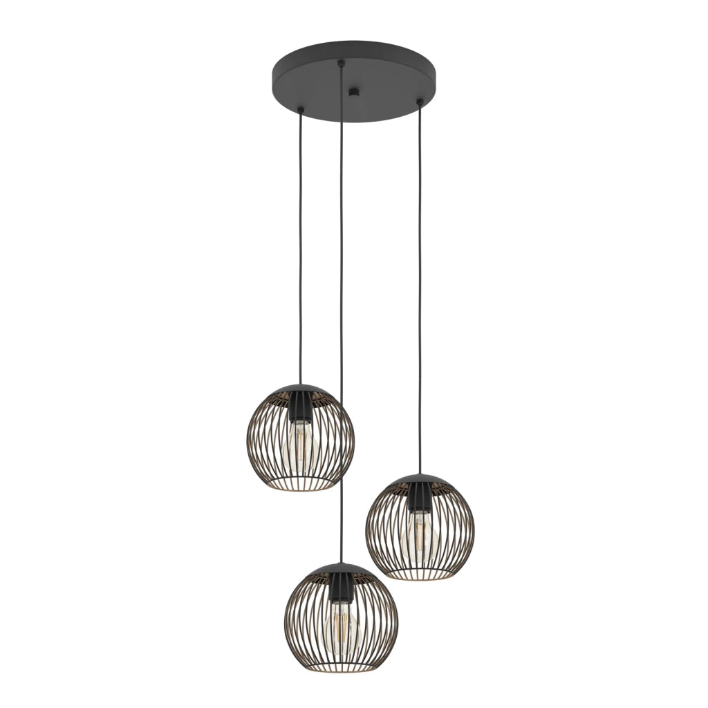 Lampadario Contemporaneo Almanzora Acciaio Nero 3 Luci E27 Ip20 Lampadario Contemporaneo Almanzora Acciaio Nero 3 Luci E27 Ip20