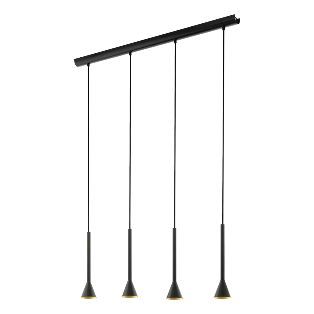 Lampadario Contemporaneo Cortaderas Acciaio Nero Oro 4 Luci Gu10 4,8W