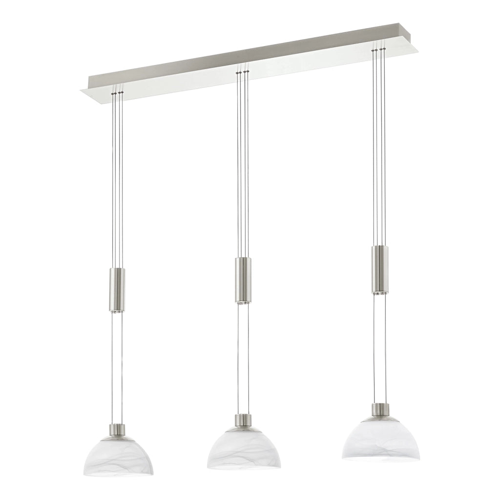 Lampadario Contemporaneo Montefio Acciaio Nichel Vetro 3 Luci Led 6,5W 2400Lm