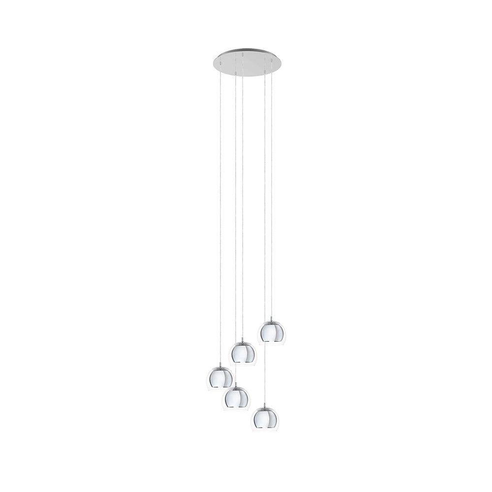 Lampadario Contemporaneo Rocamar 1 5 Luci Acciaio Cromo