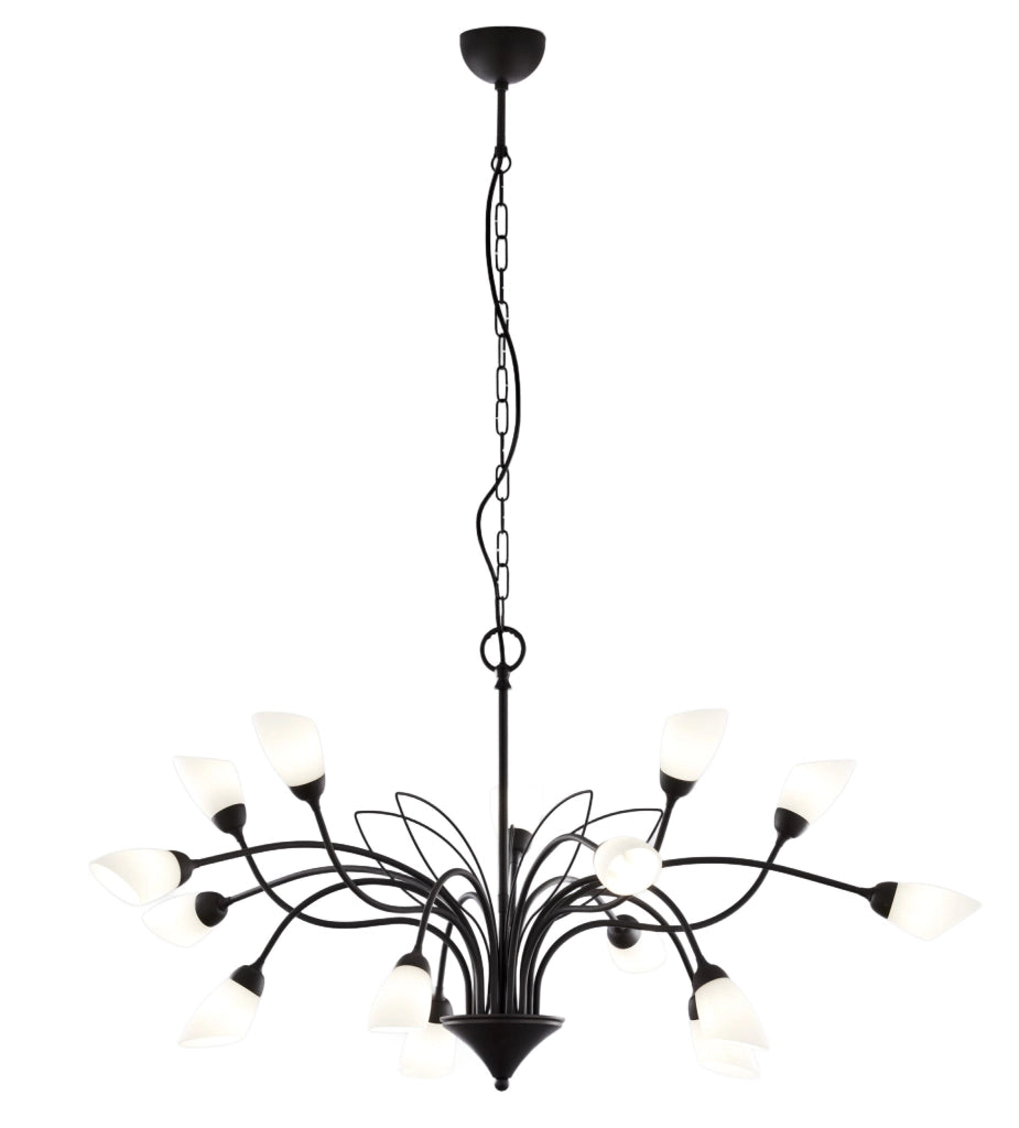 Lampadario GLORIOSA Jupiter nero opaco 15xG9 a catena Lampadario GLORIOSA Jupiter nero opaco 15xG9 a catena