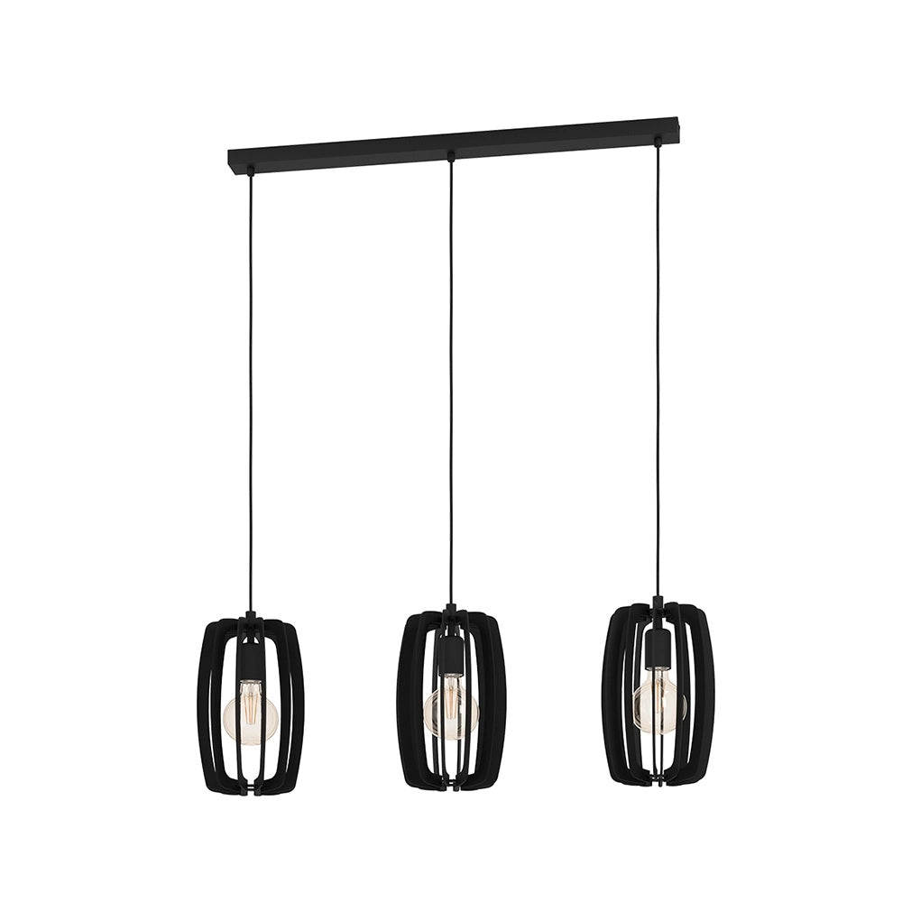 Lampadario Industrial Bajazzara 3 Luci Acciaio Nero Diffusore Nero
