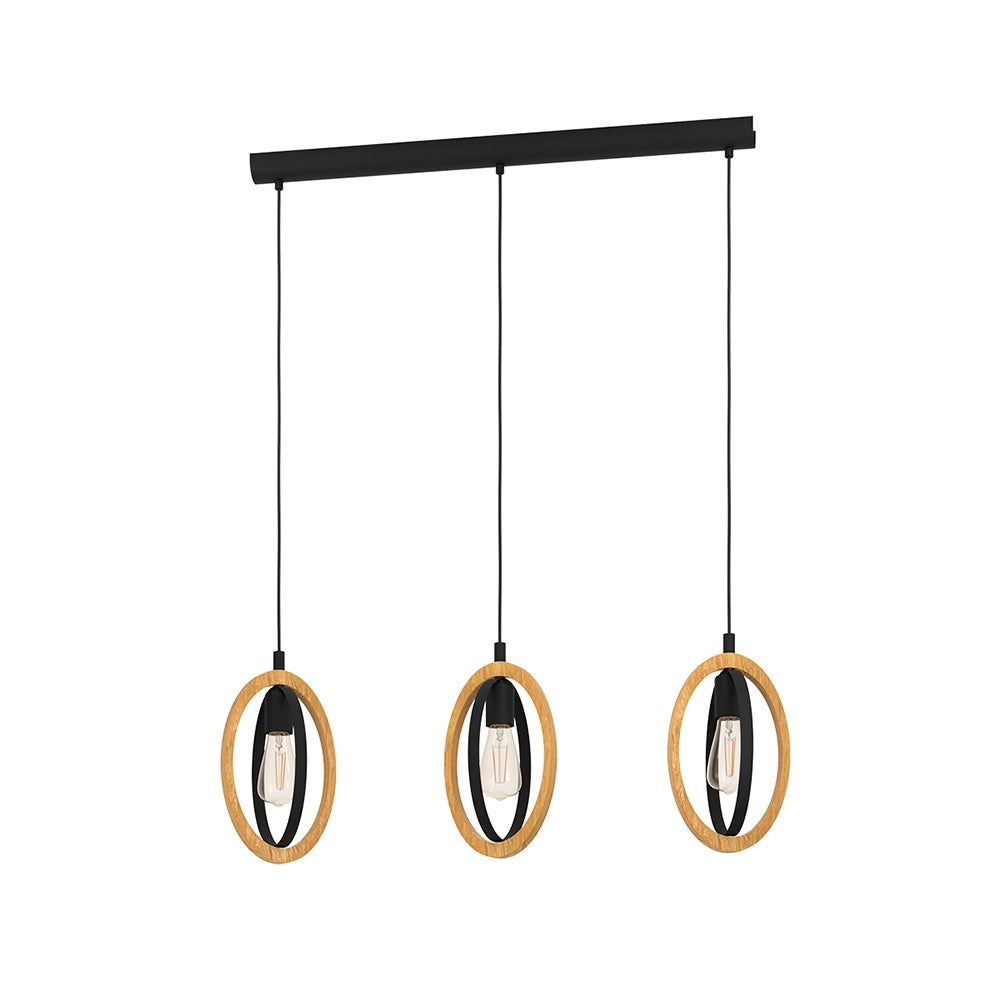Lampadario Industrial Basildon 3 Luci Metallo Nero E Marrone Lampadario Industrial Basildon 3 Luci Metallo Nero E Marrone