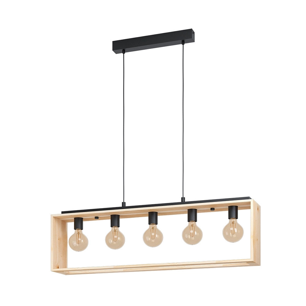 Lampadario Industrial Famborough 5 Luci Metallo Nero