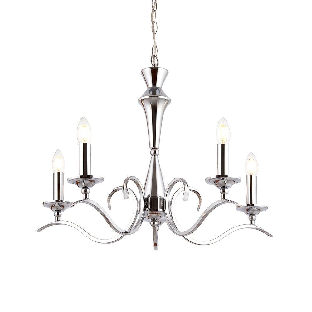 Lampadario Kora Endon cromato 5 luci E14 dimmerabile Lampadario Kora Endon cromato 5 luci E14 dimmerabile