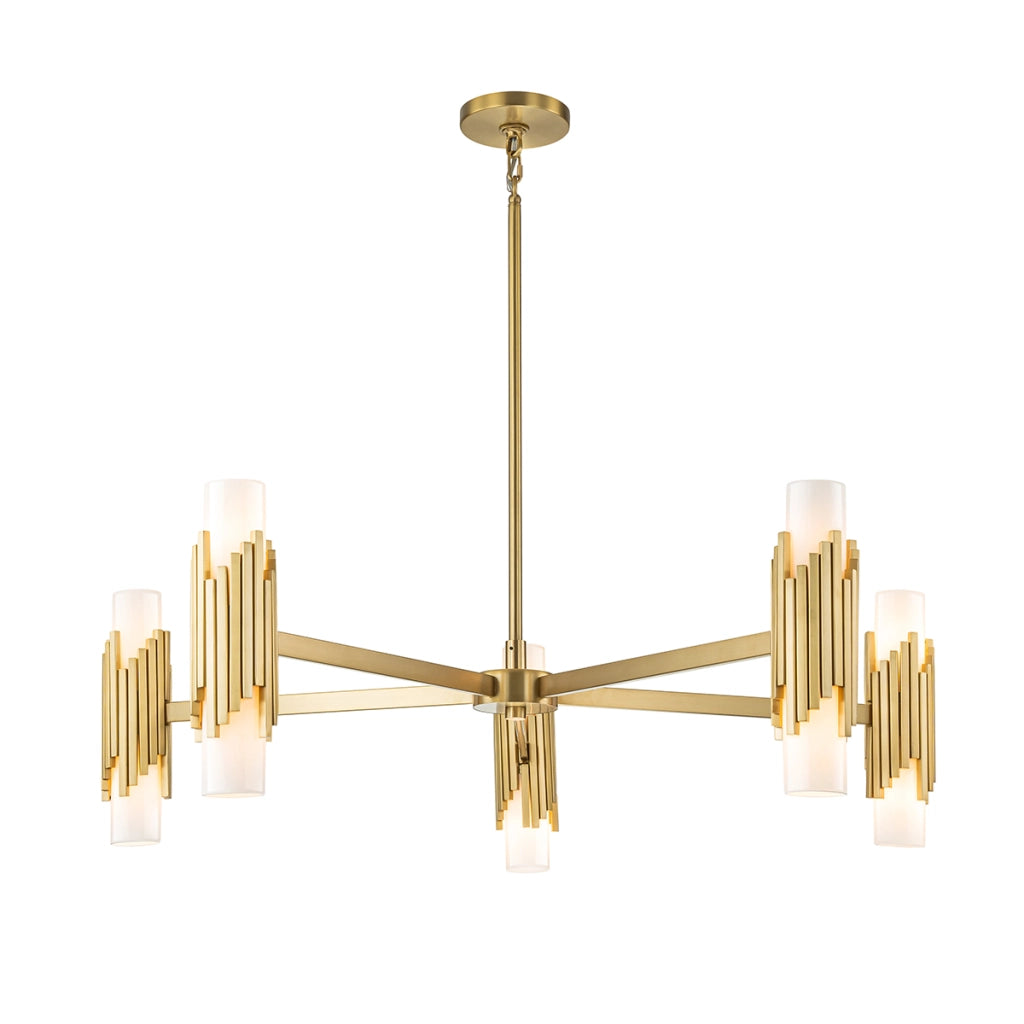 Lampadario Marvele Elstead ottone anticato opalino 10xE14 Lampadario Marvele Elstead ottone anticato opalino 10xE14