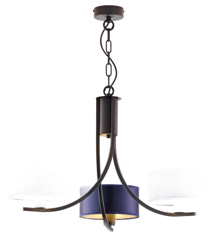 Lampadario nero a catena paralumi blu 3xE27 Arthur Jupiter Lampadario nero a catena paralumi blu 3xE27 Arthur Jupiter
