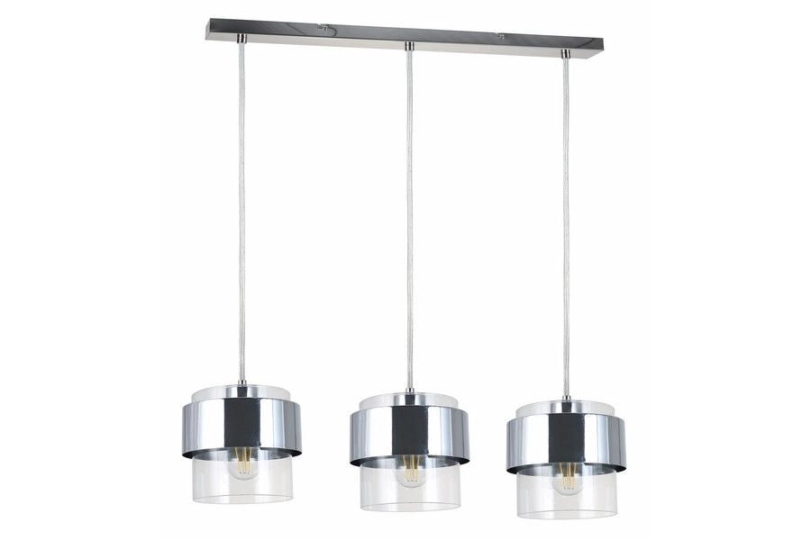 Lampadario pendente Reality Quan cromato 3 luci vetro E27""