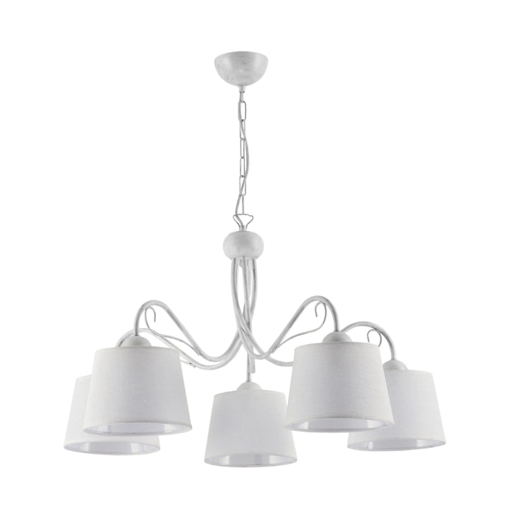 Lampadario retro 5 luci bianco E27 15W Kamelia Jupiter Lampadario retro 5 luci bianco E27 15W Kamelia Jupiter