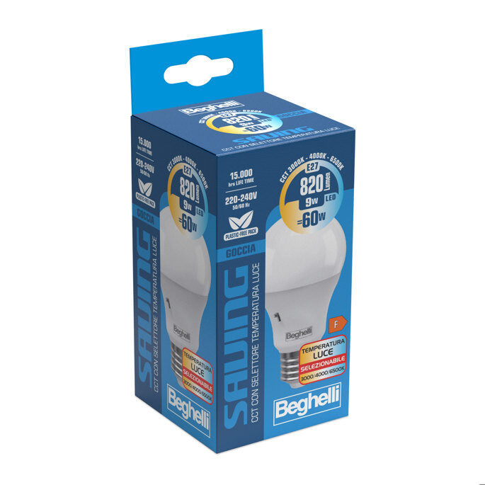 Lampadina LED BEGHELLI GOCCIA CCT 9W 810lm E27