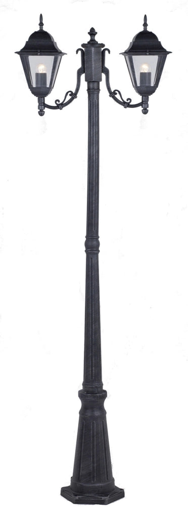Lampione 2 Luci da Giardino H200cm in Alluminio Bauer Grigio