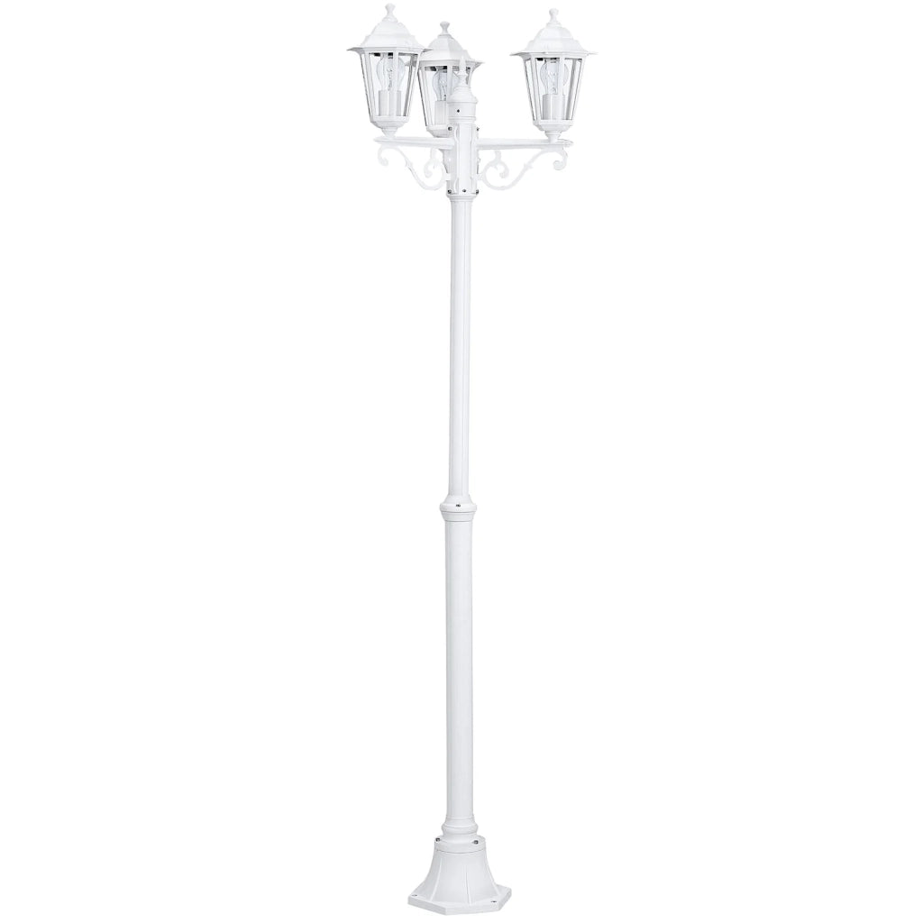 Lampione Esterno Classico Laterna 5 Alluminio Bianco 3 Luci E27