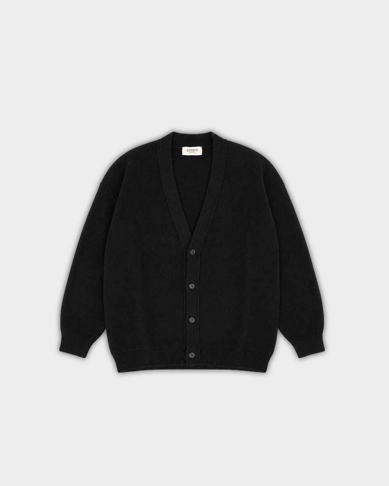 Laneus Cardigan Boxy In Lana Punto Stoffa Nero