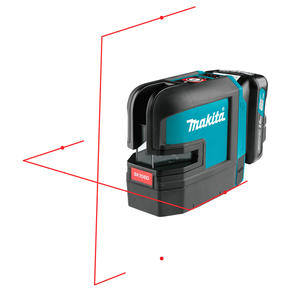 Laser A Croce A Batteria Makita Sk106dz, Rosso 12v Max. (senza Batteria, Senza Caricabatterie)
