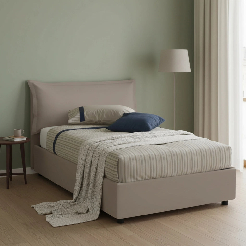 Latona, Letto Piazza e Mezza Contenitore Made in Italy, Grigio Tortora Latona, Letto Piazza e Mezza Contenitore Made in Italy, Grigio Tortora