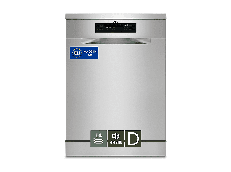 LAVASTOVIGLIE Libera installazione (FS) AEG FFB53937ZM, Programmi 8, Dimensioni: L 59,6 cm, A 84,5 P 63 Rumorosità 44 dB(A), Consumo di acqua 10,5 l, Inox, Classe D