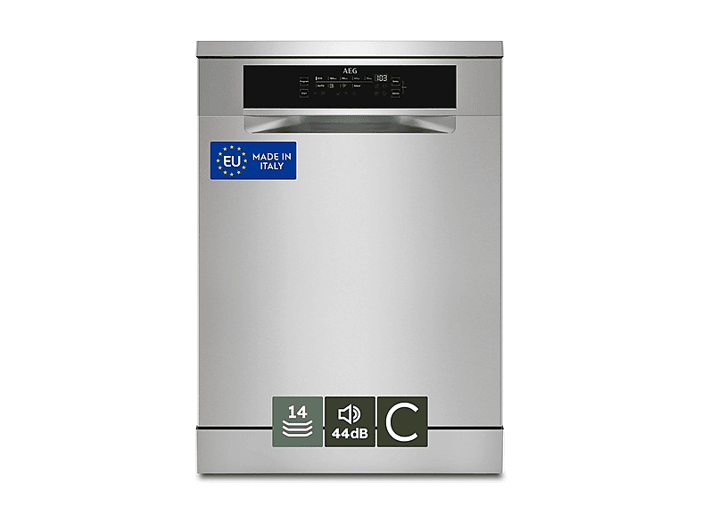 LAVASTOVIGLIE Libera installazione (FS) AEG FFB74707PM, Programmi 9, Dimensioni: L 60 cm, A 85 P 62,5 Rumorosità 44 dB(A), Consumo di acqua 11 l, Inox antimpronta, Classe C