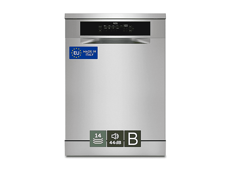 LAVASTOVIGLIE Libera installazione (FS) AEG FFB75707PM, Programmi 9, Dimensioni: L 59,8 cm, A 85 P 60,3 Rumorosità 44 dB(A), Consumo di acqua 10,9 l, Inox antimpronta, Classe B
