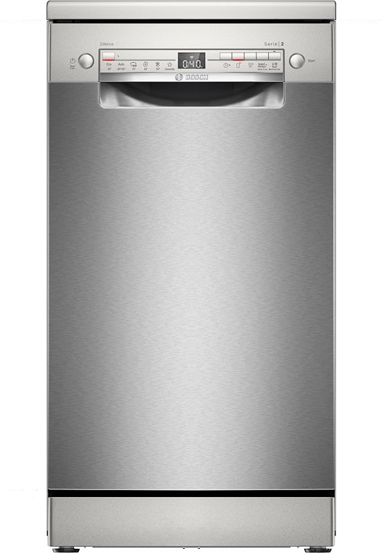 LAVASTOVIGLIE Libera installazione (FS) BOSCH SPS2HKI58E, Programmi 6, Dimensioni: L 45 cm, A 84,5 P 60 Rumorosità 46 dB(A), Consumo di acqua 8,9 l, Acciaio, Classe E