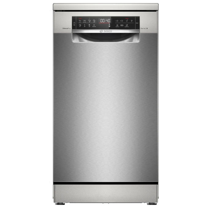 LAVASTOVIGLIE Libera installazione (FS) BOSCH SPS6EMI21E, Programmi 8, Dimensioni: L 45 cm, A 84,5 P 60 Rumorosità 44 dB(A), Consumo di acqua 8,7 l, Acciaio spazzolato anti-impronta, Classe B