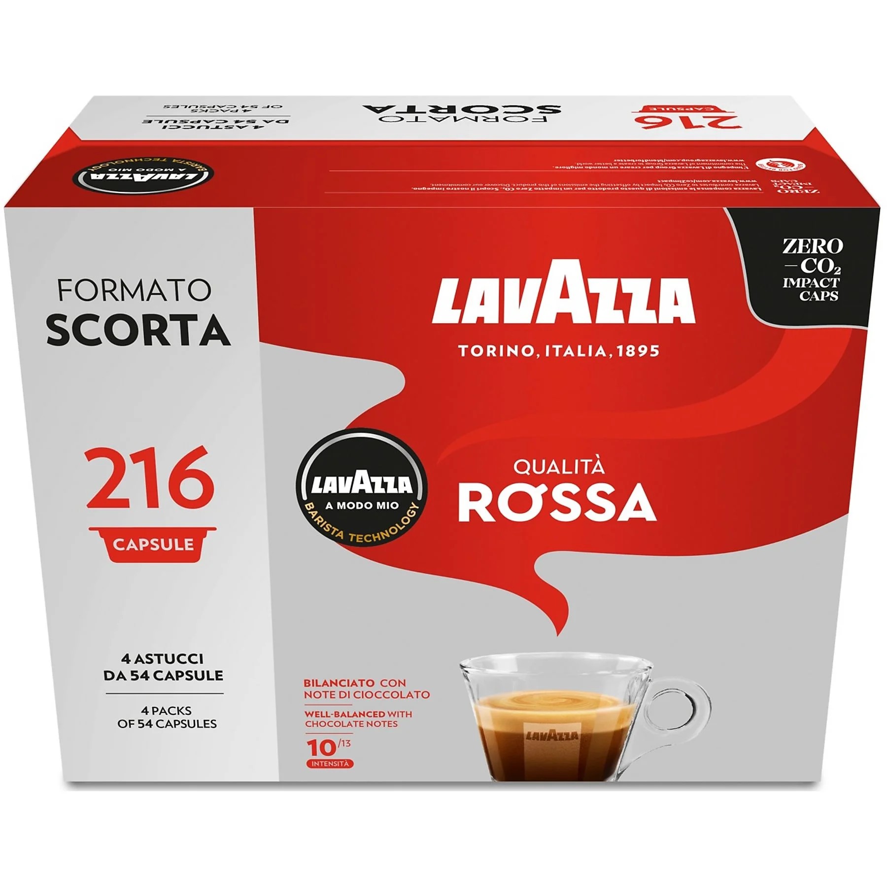 LAVAZZA Caffè in capsule QUALITA' ROSSA 216CAPSULE, Lavazza A modo mio, 1,62 kg