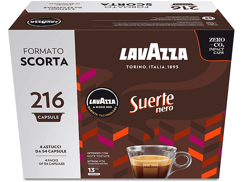 LAVAZZA Caffè in capsule SUERTE NERO 216 CAPSULE, Lavazza A modo mio, 1,62 kg