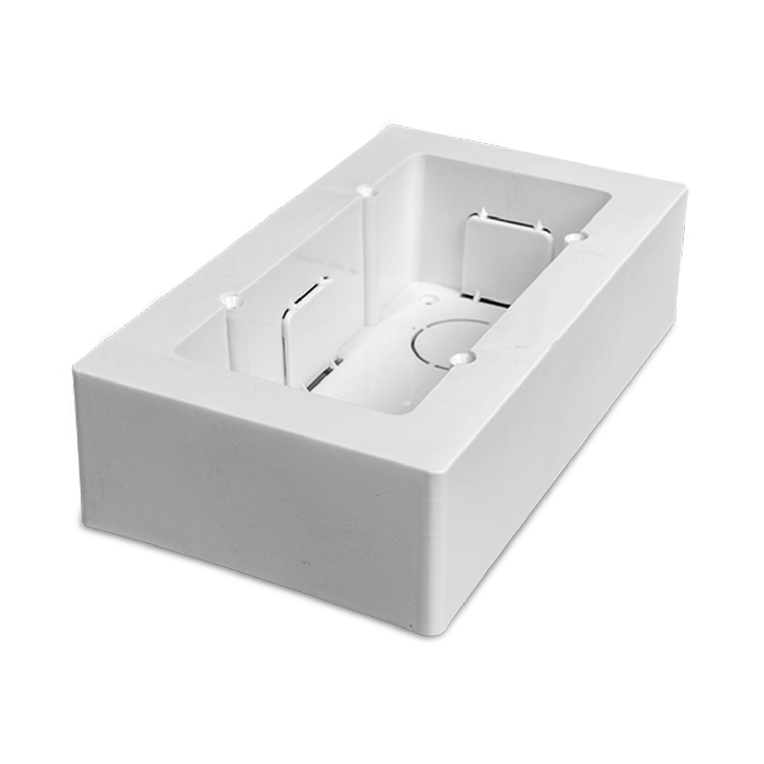 Ledkia Universal Surface Electrical Box 161x92x42mm in White, made of durable polycarbonate, ideal for installing up to two standard mechanisms without drilling; perfect for any electrical