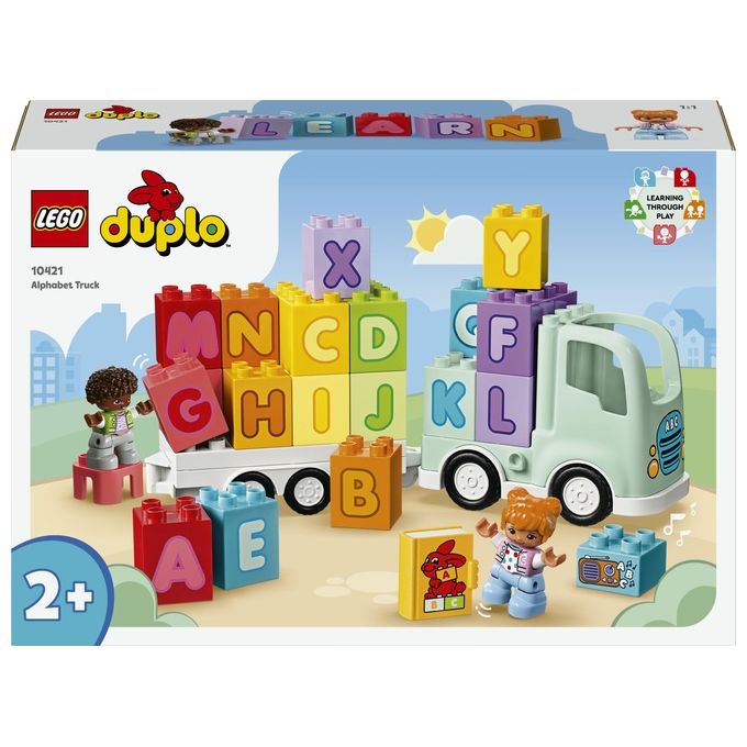 LEGO 10421 DUPLO Set da Costruzione Il Camioncino dell'Alfabeto con Camion Giocattolo Rimorchio Staccabile 2 Personaggi e 26 Mattoncini ABC colore Multicolore