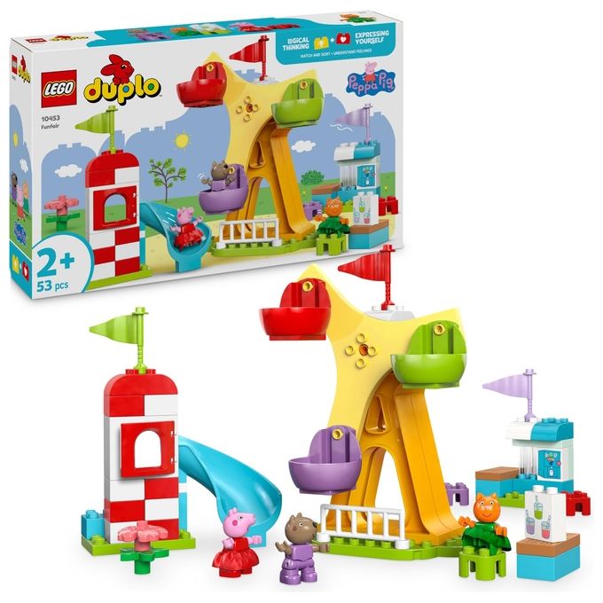 LEGO 10453 DUPLO Set da Costruzione Educativo con Personaggi Peppa Pig Ruota Panoramamica e Scivolo colore Multicolore