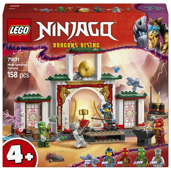 LEGO 71831 Ninjago Tempio dello Spinjitzu Ninja con 4 Minifigure Zane Nya Kai Lloyd e Baby Riyu Set da Costruzione con Starter Brick e Accessori colore Nero