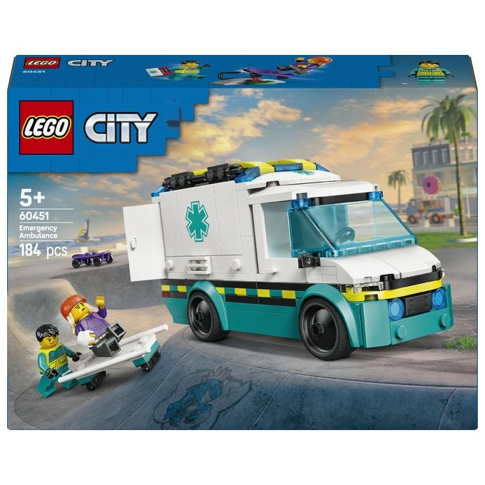 Lego - City Great Vehicles Ambulanza Di Emergenza 60451, Multicolore