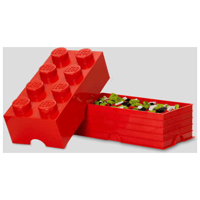Lego lunch box mattoncino 2x4, rosso, 950 ml, per bambini, senza BPA, lavabile in lavastoviglie, 20x10x7,5 cm