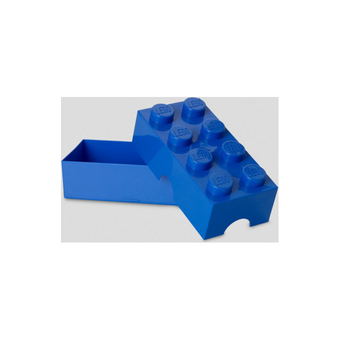 Lego lunch box mattoncino 8 bottoni, contenitore porta pranzo, blu, 20x10x7,5 cm, plastica PP senza BPA, per bambini