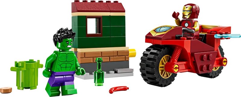 Lego® Marvel Iron Man con moto e The Hulk 76287