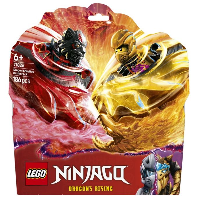 LEGO Ninjago (71826). Battle Pack Draghi dello Spinjitzu - 2 Trottole Giocattolo, Tempio e 2 Minifigure